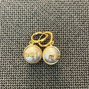Miu Miu Gold and Silver Logo Earrings